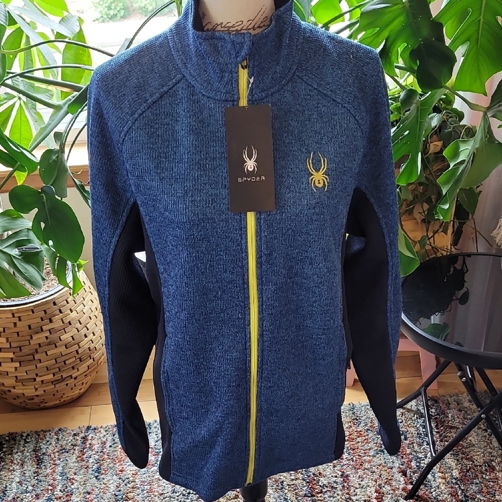 Spyder Blue and Black Jacket with Yellow Accents